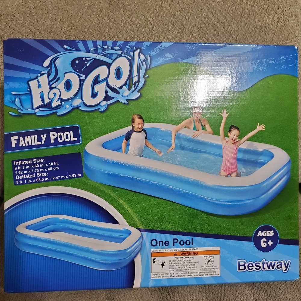 New H2O GO! Family Pool 8'x69"x18" 186 Gallon Blue Price Reflects Extra Shipping